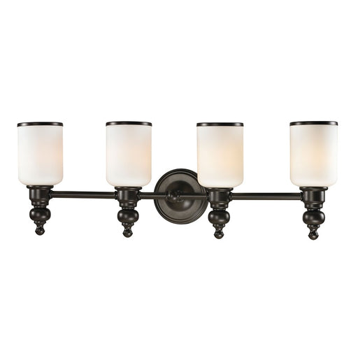 Atlas Lighting Bristol Way 29in 4-Light Vanity Light | Traditional Oil Rubbed Bronze and White Glass | Bathroom Vanity | Model WL11743-BZ