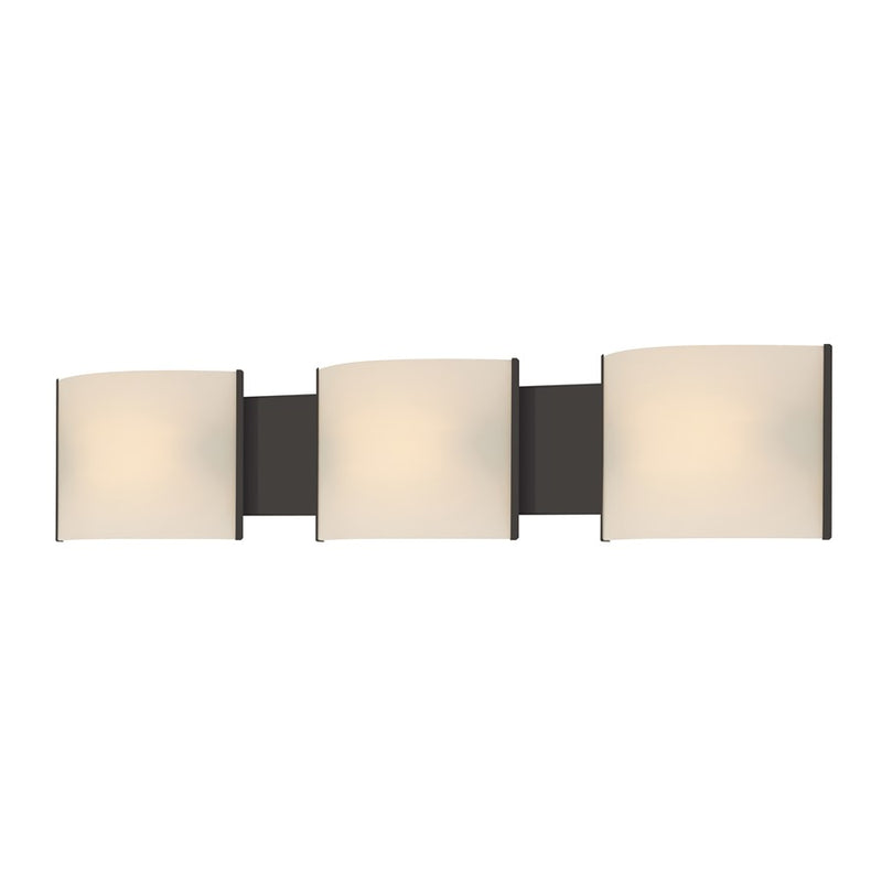 Atlas Lighting Pannelli 30in 3-Light Vanity Light | Modern Oil Rubbed Bronze and White Glass | Bathroom Vanity | 30 x 3 x 6 in | Model WL11751-BZ