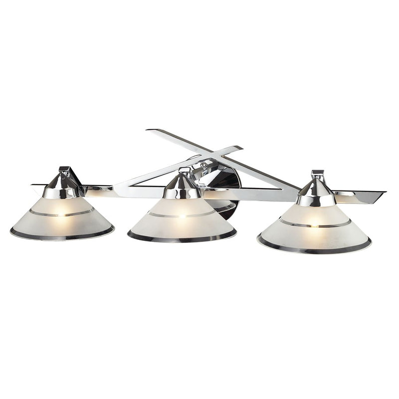 Atlas Lighting Refraction 25in 3-Light Vanity Light | Modern Polished Chrome and White Glass | Bathroom Vanity | 25 x 8 x 7 in | Model WL11753-CH