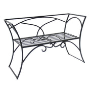 ACHLA Arbor Bench With Back | Black Wrought Iron Outdoor Garden Bench | Patio & Entryway Seating | 41 x 16 x 28 in | Model AR-03