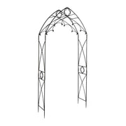 ACHLA Quatrefoil Arbor 112in Tall | Gothic Wrought Iron Garden Arch in Graphite | Walkway & Wedding Decoration | 51 x 18 x 112 in | Model ARB-07