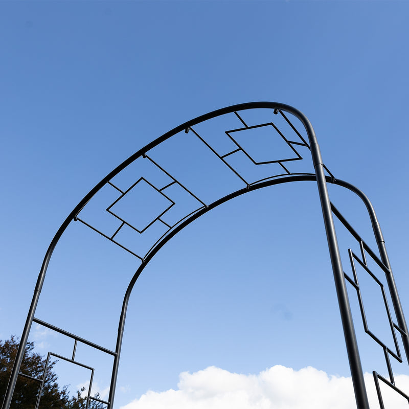 ACHLA Modern Arbor ARB-11 | Wrought Iron Garden Arbor | Entryway & Vine Support | 55W x 21D x 100H in, Graphite Powder Coated | Model ARB-11