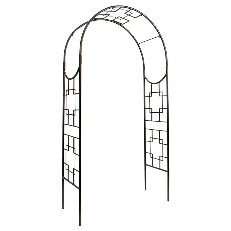 ACHLA Square-on-Squares Arbor 98in H | Graphite Wrought Iron Garden Arch | Entryway & Trellis Accent | 52 x 22 x 98 in | Model ARB-25
