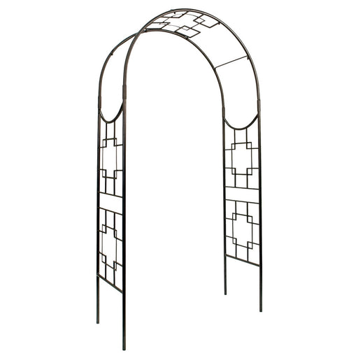 ACHLA Square-on-Squares Arbor 98in H | Graphite Wrought Iron Garden Arch | Entryway & Trellis Accent | 52 x 22 x 98 in | Model ARB-25