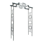 ACHLA Square-On-Squares Arbor II 61in W x 18.5in D x 95.5in H | Modern Craftsman Wrought Iron Graphite | Garden Entryway & Walkway Arch | Model ARB-26
