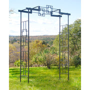 ACHLA Square-On-Squares Arbor II 61in W x 18.5in D x 95.5in H | Modern Craftsman Wrought Iron Graphite | Garden Entryway & Walkway Arch | Model ARB-26