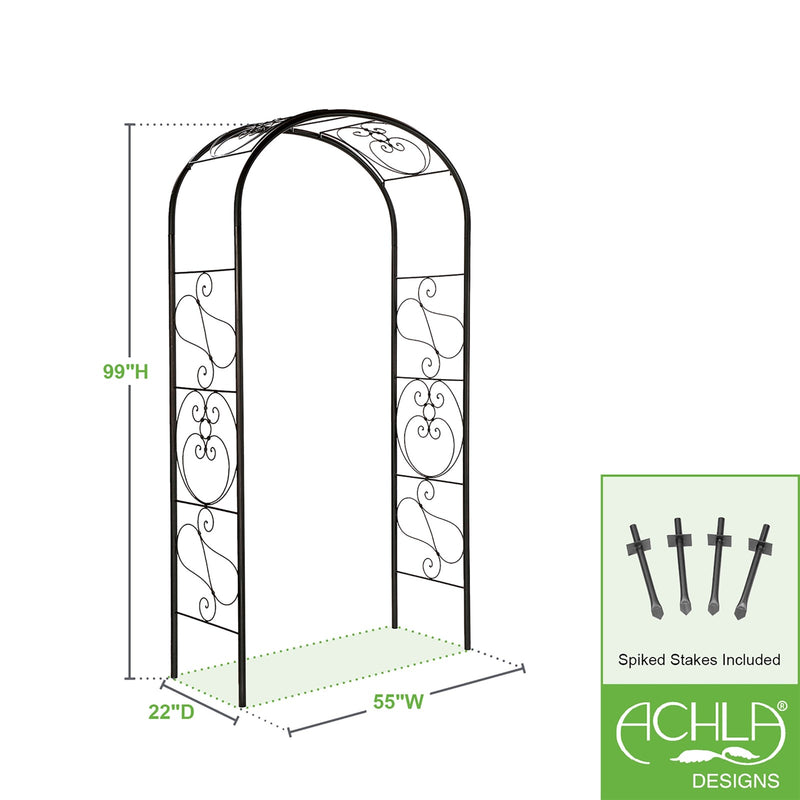 ACHLA Ferro Firenze Arbor | Traditional Italian Wrought Iron Garden Arch | Entryway & Vine Support | Model ARB-27