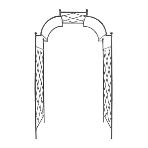 ACHLA Lattice Tunnel Arbor | Graphite Powdercoated Wrought Iron | Garden Entrance & Rose Walk Archway | 33 x 64 x 106 in | Model ARB-32G