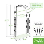 ACHLA Samsara Arbor 44in Wrought Iron Black Powdercoat | Garden Entrance & Pathway Arch | 19 x 44 x 92 in | Model ARB-58