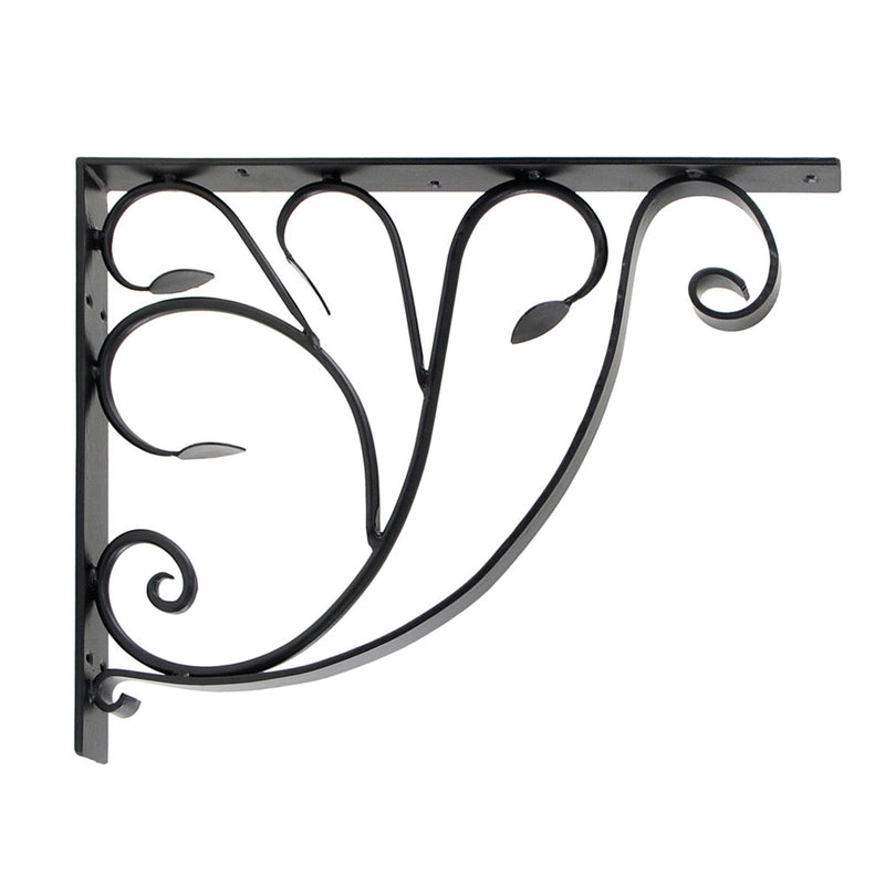 ACHLA Leafy Leaf Mailbox Bracket | Black Wrought Iron | Outdoor Mailbox & Shelf Support | 21 x 18 x 2 in | Model B-10