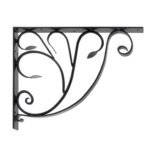 ACHLA Leafy Leaf Mailbox Bracket | Black Wrought Iron | Outdoor Mailbox & Shelf Support | 21 x 18 x 2 in | Model B-10