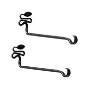 ACHLA Squiggle Leaf Wall Bracket 2-Pack | Black Wrought Iron with Forged Leaf Detail | Entryway & Patio Hook | 3 x 4.75 x 15.5 in | Model B-101-2