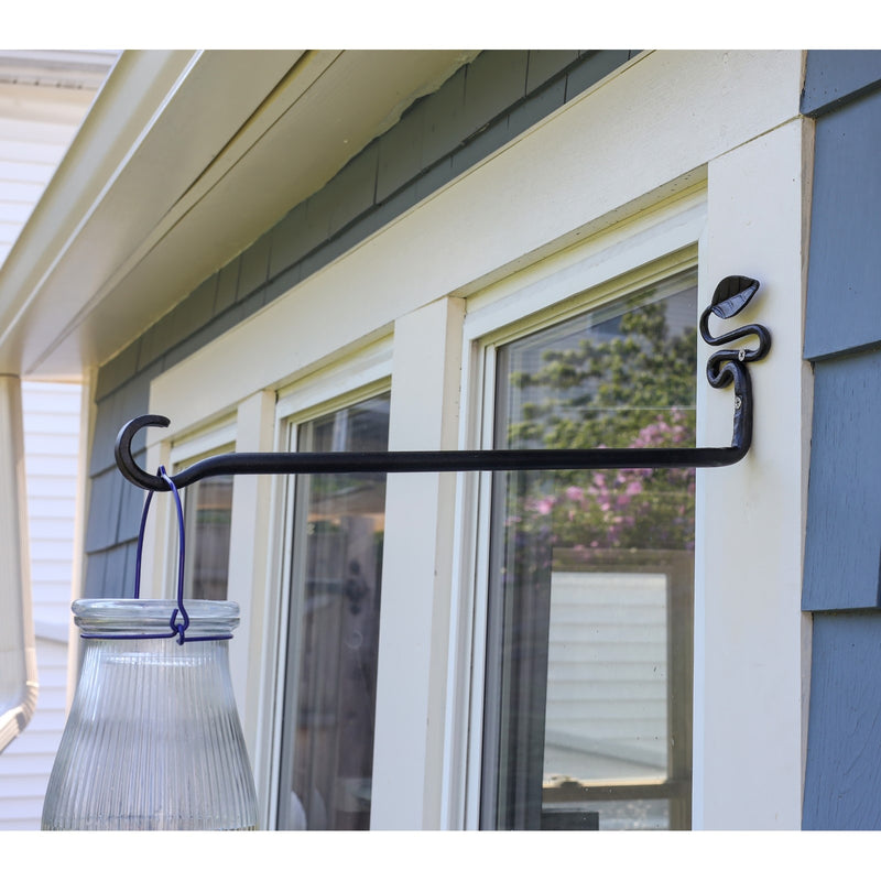 ACHLA Squiggle Leaf Wall Bracket 2-Pack | Black Wrought Iron with Forged Leaf Detail | Entryway & Patio Hook | 3 x 4.75 x 15.5 in | Model B-101-2