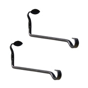 ACHLA Straight Leaf Wall Bracket 2-Pack | Black Powdercoat Wrought Iron | Entryway & Patio Hook | 15.5 x 2.75 x 5 in | Model B-102-2