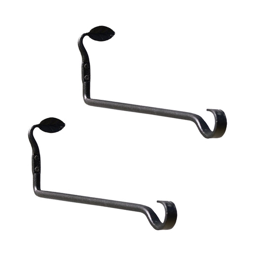 ACHLA Straight Leaf Wall Bracket 2-Pack | Black Powdercoat Wrought Iron | Entryway & Patio Hook | 15.5 x 2.75 x 5 in | Model B-102-2