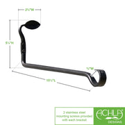 ACHLA Straight Leaf Wall Bracket 2-Pack | Black Powdercoat Wrought Iron | Entryway & Patio Hook | 15.5 x 2.75 x 5 in | Model B-102-2