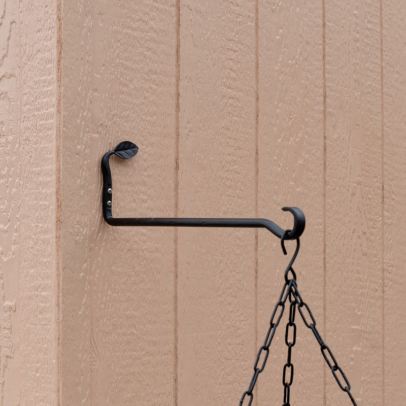 ACHLA Straight Leaf Wall Bracket 2-Pack | Black Powdercoat Wrought Iron | Entryway & Patio Hook | 15.5 x 2.75 x 5 in | Model B-102-2