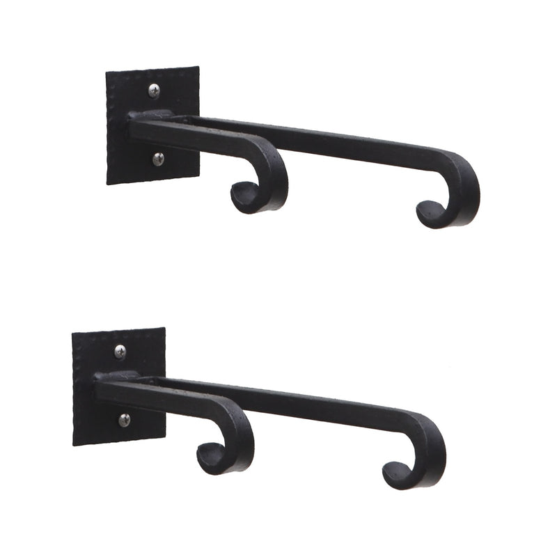 ACHLA Lodge Double Bracket 2-Pack | Black Powdercoat Wrought Iron | Mudroom & Entryway Wall Hooks | 2.5 x 2.5 x 9.5 in | Model B-103-2