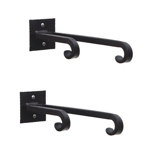ACHLA Lodge Double Bracket 2-Pack | Black Powdercoat Wrought Iron | Mudroom & Entryway Wall Hooks | 2.5 x 2.5 x 9.5 in | Model B-103-2