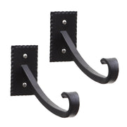 ACHLA Lodge UpCurled Bracket 2-Pack | Black Powdercoat Wrought Iron Wall Hooks | Mudroom & Entryway Coat & Hat Hooks | 7.75 in D | Model B-104-2