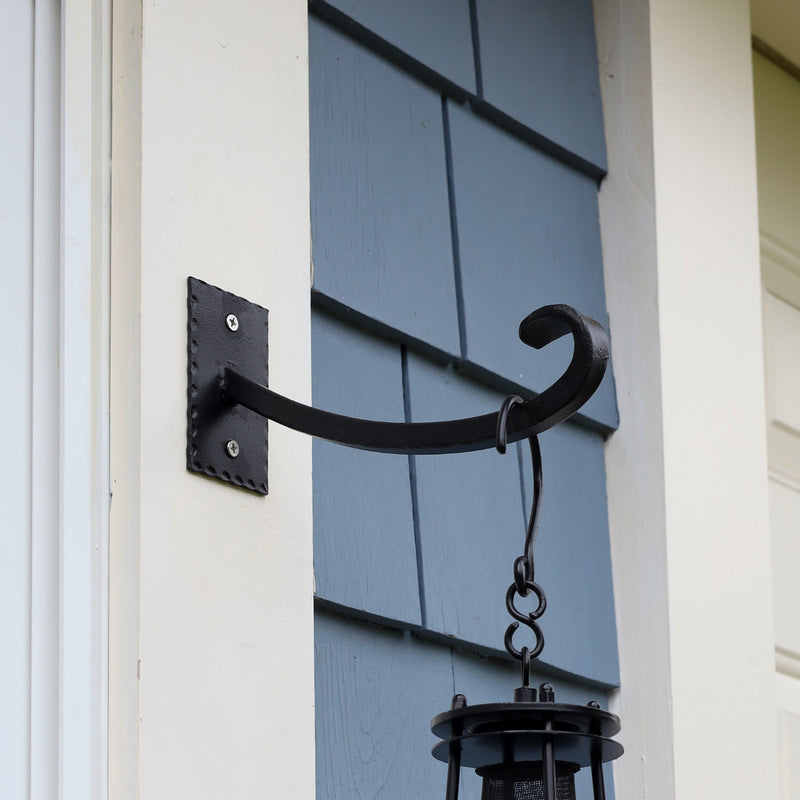 ACHLA Lodge UpCurled Bracket 2-Pack | Black Powdercoat Wrought Iron Wall Hooks | Mudroom & Entryway Coat & Hat Hooks | 7.75 in D | Model B-104-2