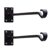 ACHLA Lodge Straight Bracket 2-Pack | Black Powdercoat Wrought Iron Wall Hooks | Mudroom & Entryway Coat and Hat Hooks | 14 in D, 2 | Model B-106-2