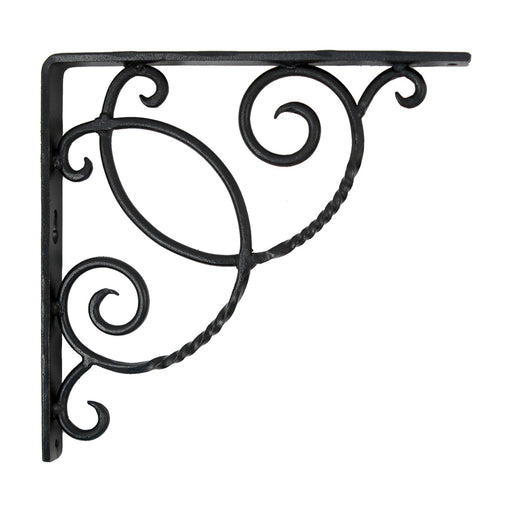 ACHLA Scroll Shelf Bracket Pair | Traditional Wrought Iron Black Powder Coat | Kitchen & Living Room Wall Shelf Support | Model B-21
