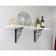 ACHLA Scroll Shelf Bracket Pair | Traditional Wrought Iron Black Powder Coat | Kitchen & Living Room Wall Shelf Support | Model B-21