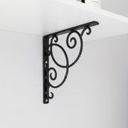 ACHLA Scroll Shelf Bracket Pair | Traditional Wrought Iron Black Powder Coat | Kitchen & Living Room Wall Shelf Support | Model B-21