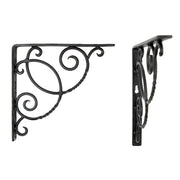 ACHLA Scroll Shelf Bracket Pair | Traditional Wrought Iron Black Powder Coat | Kitchen & Living Room Wall Shelf Support | Model B-21
