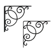 ACHLA Scroll Shelf Bracket Pair | Traditional Wrought Iron Black Powder Coat | Kitchen & Living Room Wall Shelf Support | Model B-21