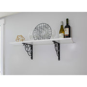 ACHLA Scroll Shelf Bracket Pair | Traditional Wrought Iron Black Powder Coat | Kitchen & Living Room Wall Shelf Support | Model B-21