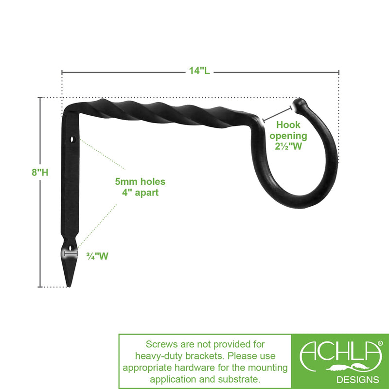 ACHLA Small Jumbo Bracket 14in Wrought Iron Black Powder Coat | Industrial Wall Mount Shelf Support | Kitchen & Garage Storage | Model B-25