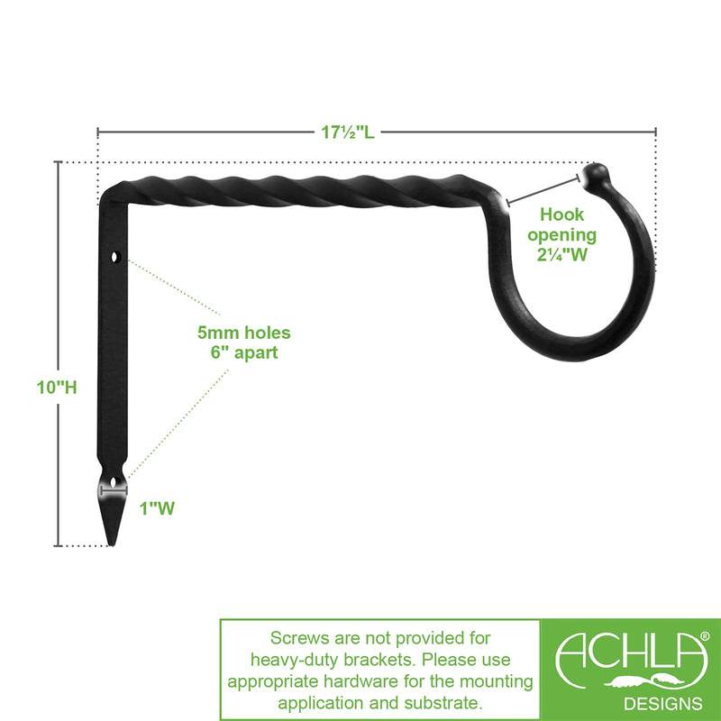 ACHLA Large Jumbo Bracket 18in Wrought Iron Black Powder Coat | Industrial Wall Mount Shelf Support | Kitchen & Garage Storage | Model B-26