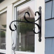 ACHLA Small All Purpose Bracket | Black Wrought Iron | Outdoor Flower Basket & Bird Feeder Hanger | 12 x 10 in | Model B-27