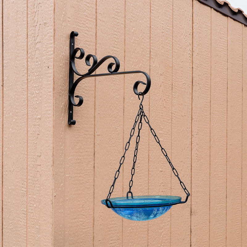 ACHLA Large All Purpose Bracket 18in Wrought Iron Black Powder Coat | Outdoor Wall Mount Plant Hanger | Flower Basket & Bird Feeder | Model B-28
