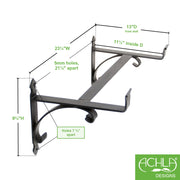 ACHLA Flower Box Bracket B-32 | Traditional Black Wrought Iron | Window Box & Planter Support | 24 x 10.5 x 10 in | Model B-32