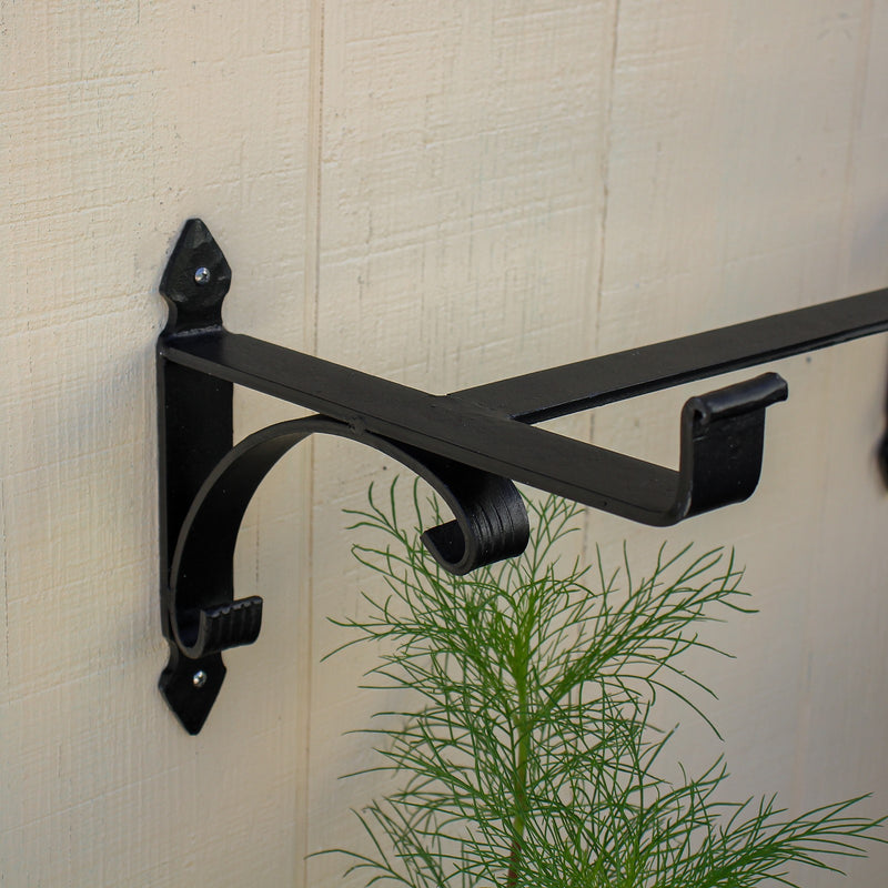 ACHLA Flower Box Bracket B-32 | Traditional Black Wrought Iron | Window Box & Planter Support | 24 x 10.5 x 10 in | Model B-32