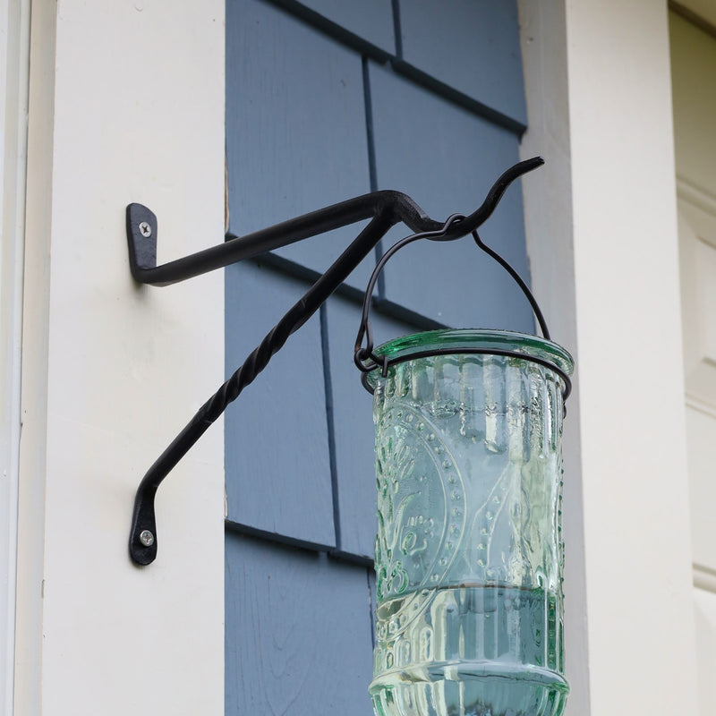 ACHLA Lantern Bracket 2-Pack | Black Powdercoat Wrought Iron Wall Hook | Indoor & Outdoor Lantern Hanging | 9.5 in Projection, 7.5 in | Model B-35-2