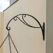 ACHLA Scroll Bracket B-36 | Wrought Iron Black Powder Coat | Large Hanging Basket Support for Patio & Porch | 24 x 11 x 2 in | Model B-36