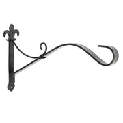ACHLA Fleur-de-Lis Bracket Large | Black Wrought Iron Heavy Duty | Outdoor Patio & Porch Hanging Basket | 17.5 x 3 x 9.75 in | Model B-41