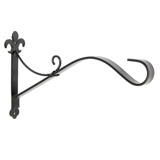 ACHLA Fleur-de-Lis Bracket Large | Black Wrought Iron Heavy Duty | Outdoor Patio & Porch Hanging Basket | 17.5 x 3 x 9.75 in | Model B-41