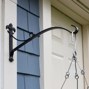 ACHLA Fleur-de-Lis Bracket Large | Black Wrought Iron Heavy Duty | Outdoor Patio & Porch Hanging Basket | 17.5 x 3 x 9.75 in | Model B-41