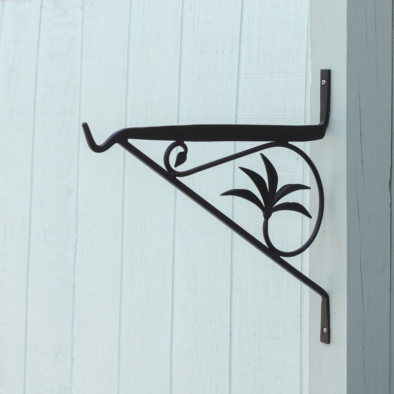ACHLA 17in Morris Bracket | Black Powdercoat Wrought Iron | Outdoor Hanging Planter & Flower Basket Support | 23.5 x 17 x 0.75 in | Model B-42