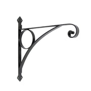 ACHLA Corona Bracket Small | Black Wrought Iron Heavy Duty | Outdoor Hanging Basket Support | 17.5 x 2 x 17 in | Model B-44