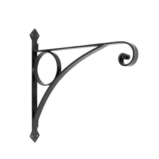ACHLA Corona Bracket Small | Black Wrought Iron Heavy Duty | Outdoor Hanging Basket Support | 17.5 x 2 x 17 in | Model B-44