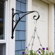 ACHLA Corona Bracket Small | Black Wrought Iron Heavy Duty | Outdoor Hanging Basket Support | 17.5 x 2 x 17 in | Model B-44