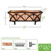ACHLA Rookwood Window Box 36in | Craftsman Copper and Wrought Iron | Outdoor Window Planter & Curb Appeal | 36 x 12 x 11 in | Model B-51