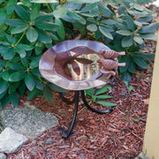 ACHLA Birds Birdbath with Tripod Stand | Antique Patina Brass and Wrought Iron | Garden & Patio Accent | 13 x 13 x 14 in | Model BB-02AB-TR2