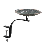 ACHLA Aspen Leaf Rail-Mount Birdbath | Antique Brass Plated and Verdigris Copper Bowl | Outdoor Deck & Balcony Accent | Model BB-04-RM